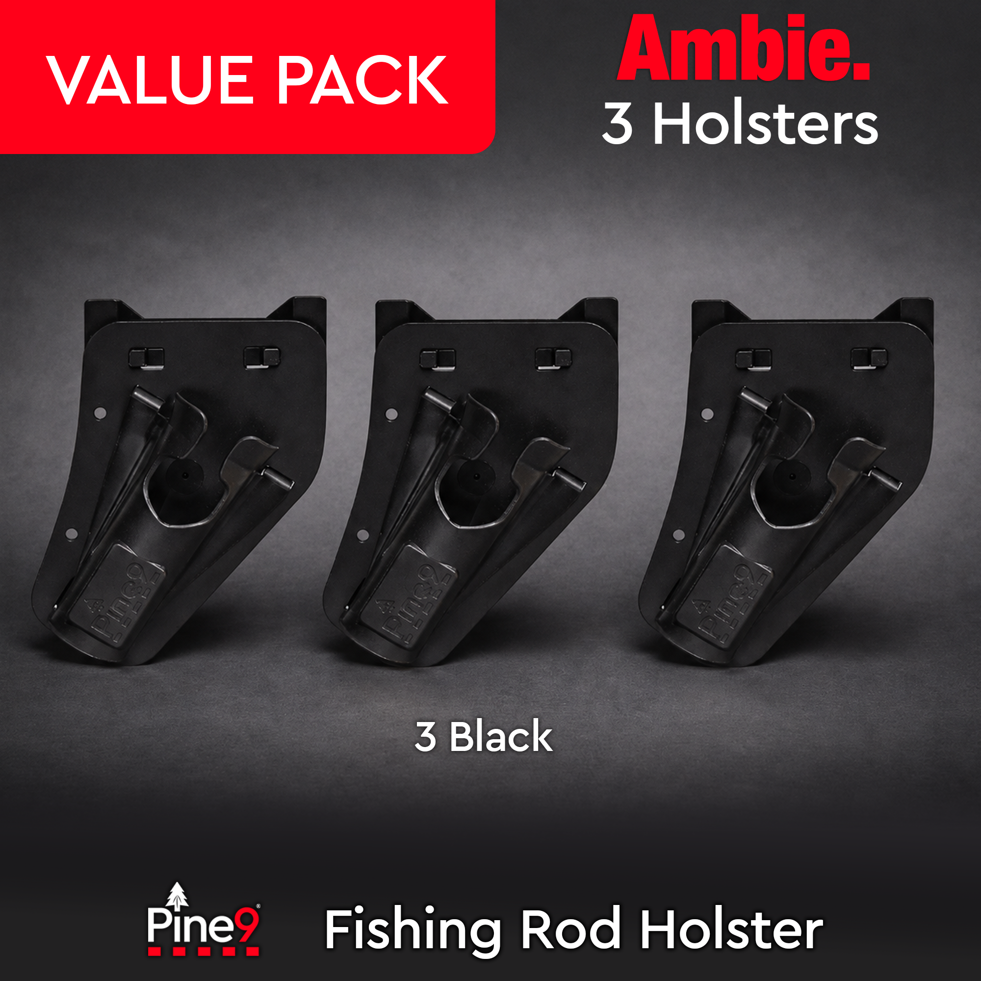Ambie 3 Pack Savings - Black - Fishing Rod Holster