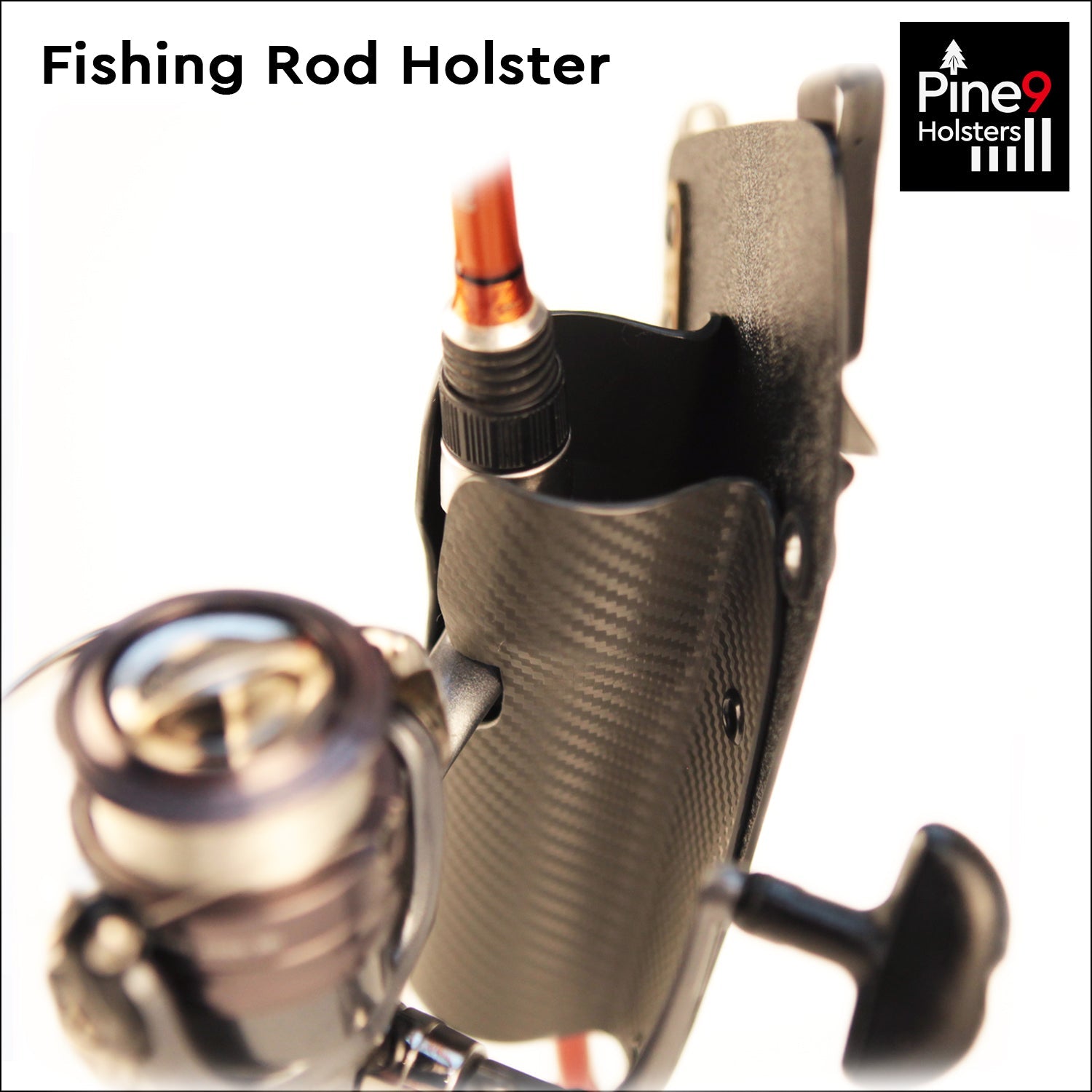 Pine 9 fishing rod holster holding spinning rod and reel for hands free gear handling