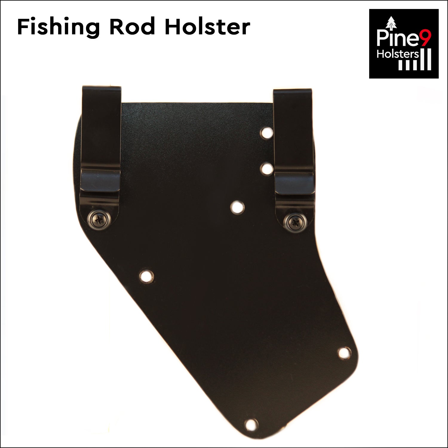 Rear mounting plate of Pine 9 fishing rod holster showing belt attachment hardware