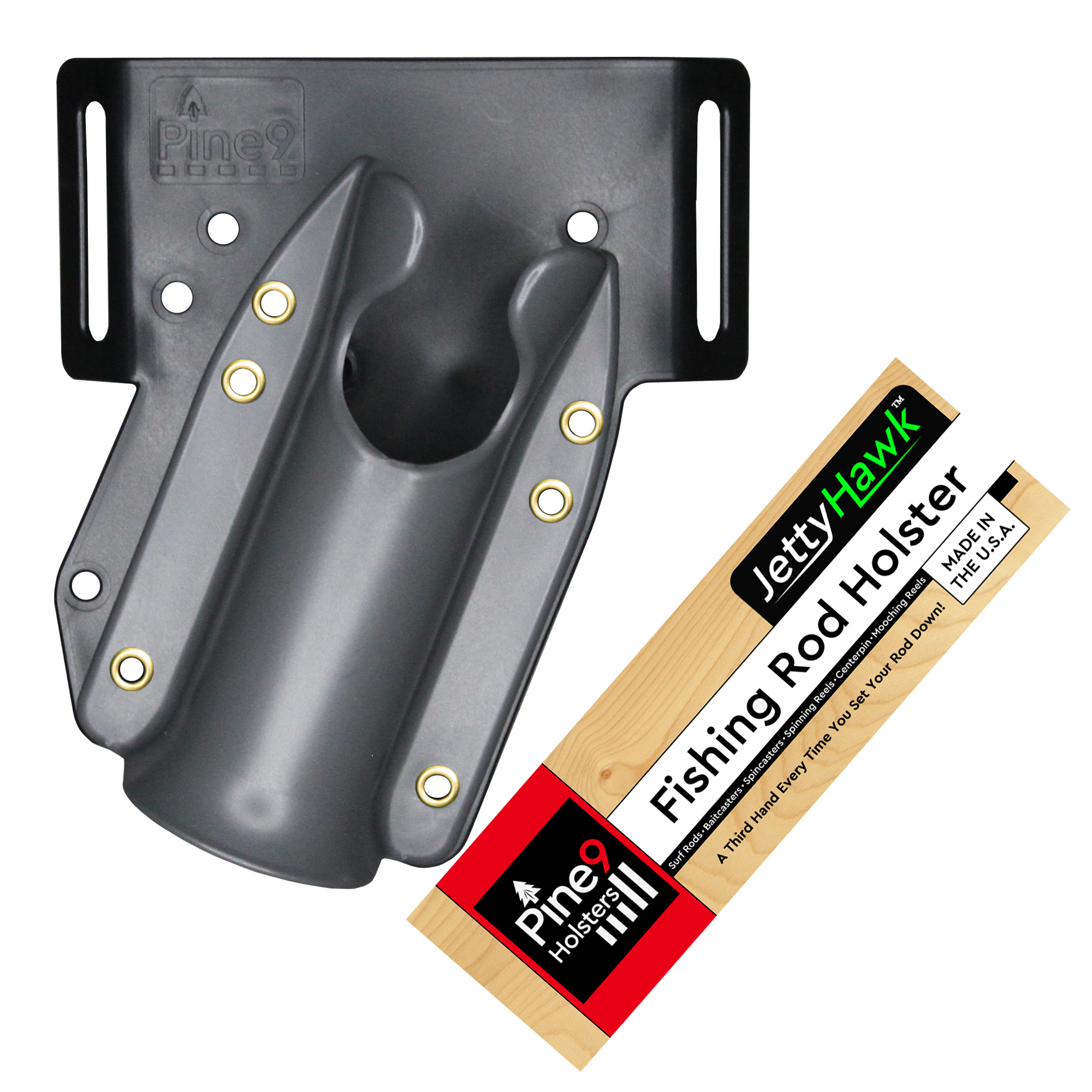 JettyHawk™ Fishing Rod Holster. Third Hand, On-Demand. Fish in One Hand, Pliers in the other.