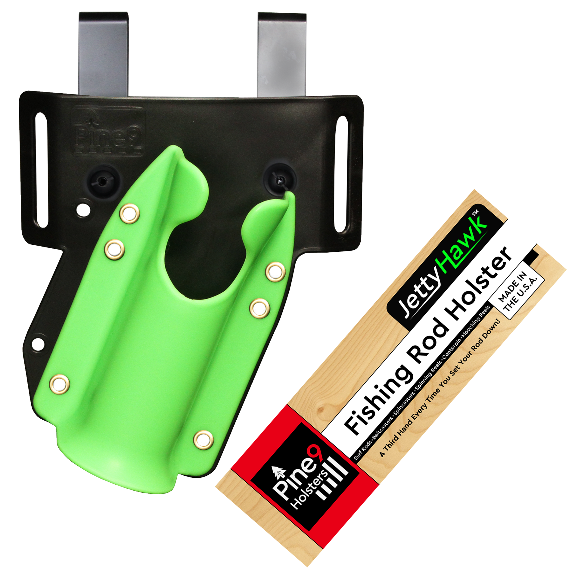 JettyHawk Fishing Rod Holster – Hands-Free Shore & Wading Rod Holder Zombie / Use Built-in Closed Belt Loops