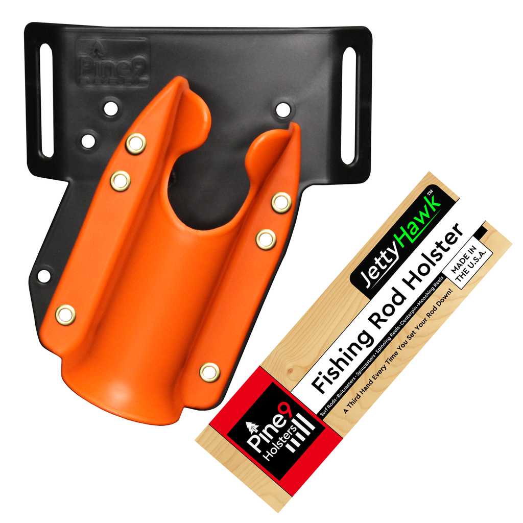 JettyHawk™ Fishing Rod Holster. Third Hand, On-Demand. Fish in One Hand, Pliers in the other.