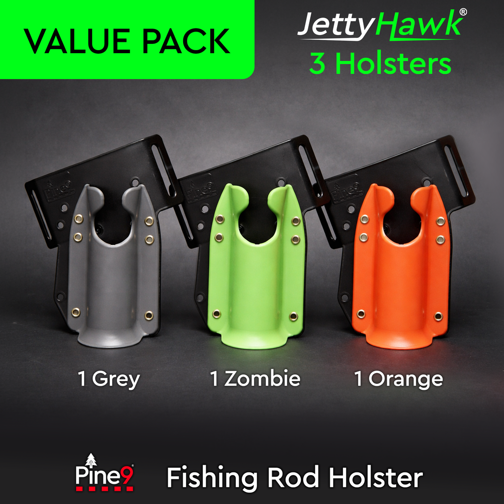 JettyHawk™ 3 Pack Savings - Grey-Zombie-Orange - Fishing Rod Holster