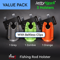 JettyHawk™ 3 Pack Savings - W/Clips-Grey-Zombie-Orange - Fishing Rod Holster