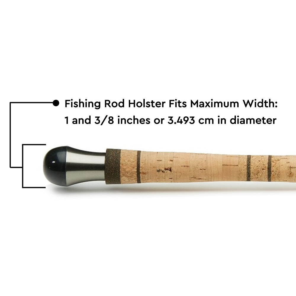 Pine 9 fishing rod holster supporting cork handle while keeping spinning reel elevated