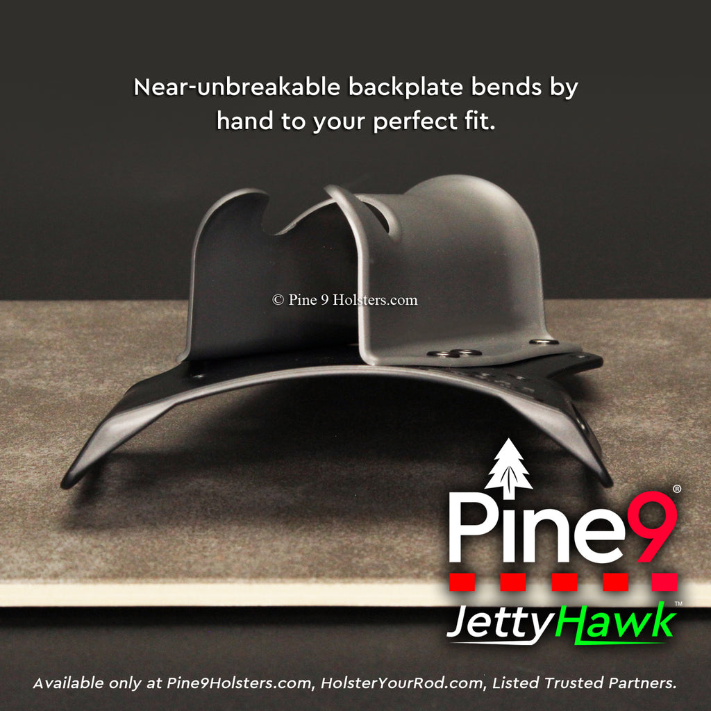 pine 9 JettyHawk fishing rod holster hands free hip rod hip holder grey  product photo showing the curved back plate for comfort