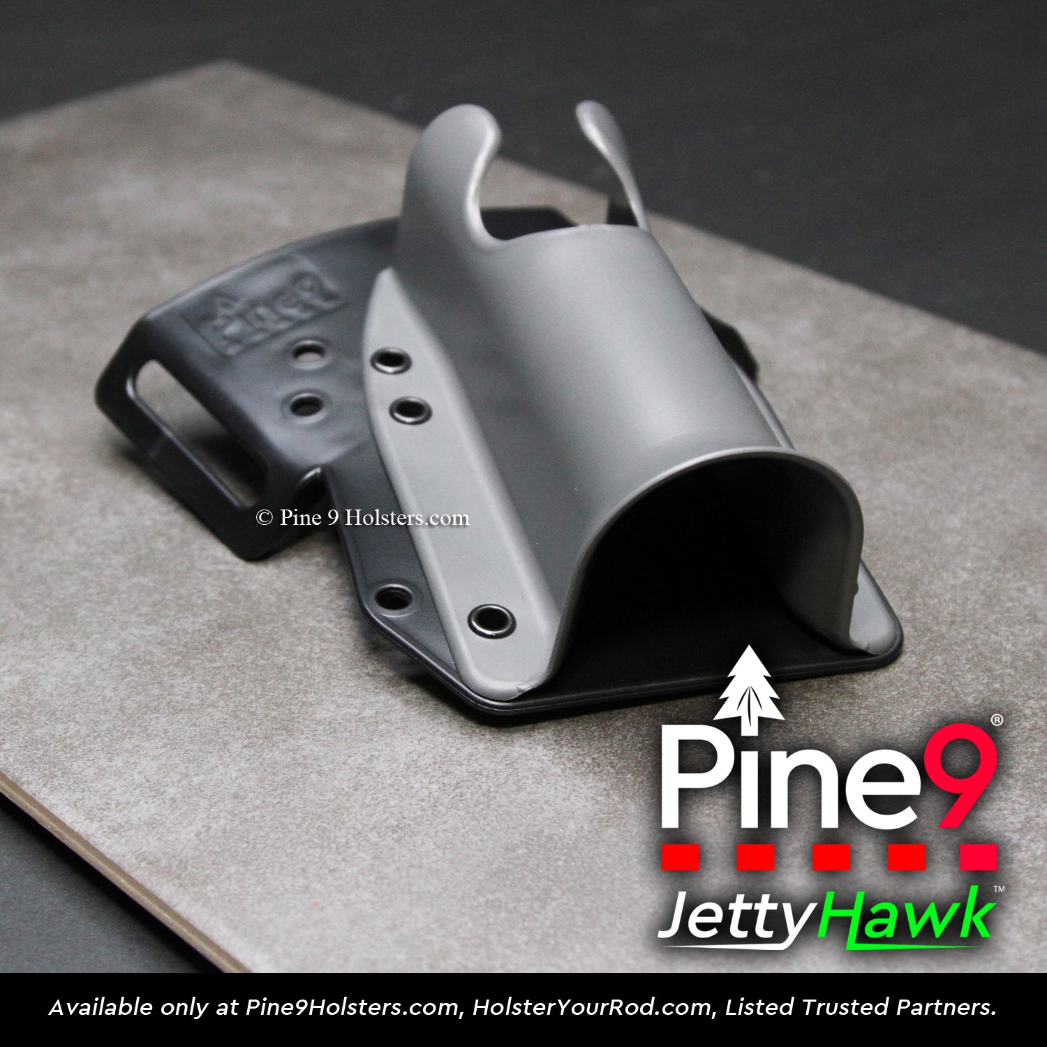 pine 9 JettyHawk fishing rod holster hands free hip rod hip holder grey  product photo laying on a table 