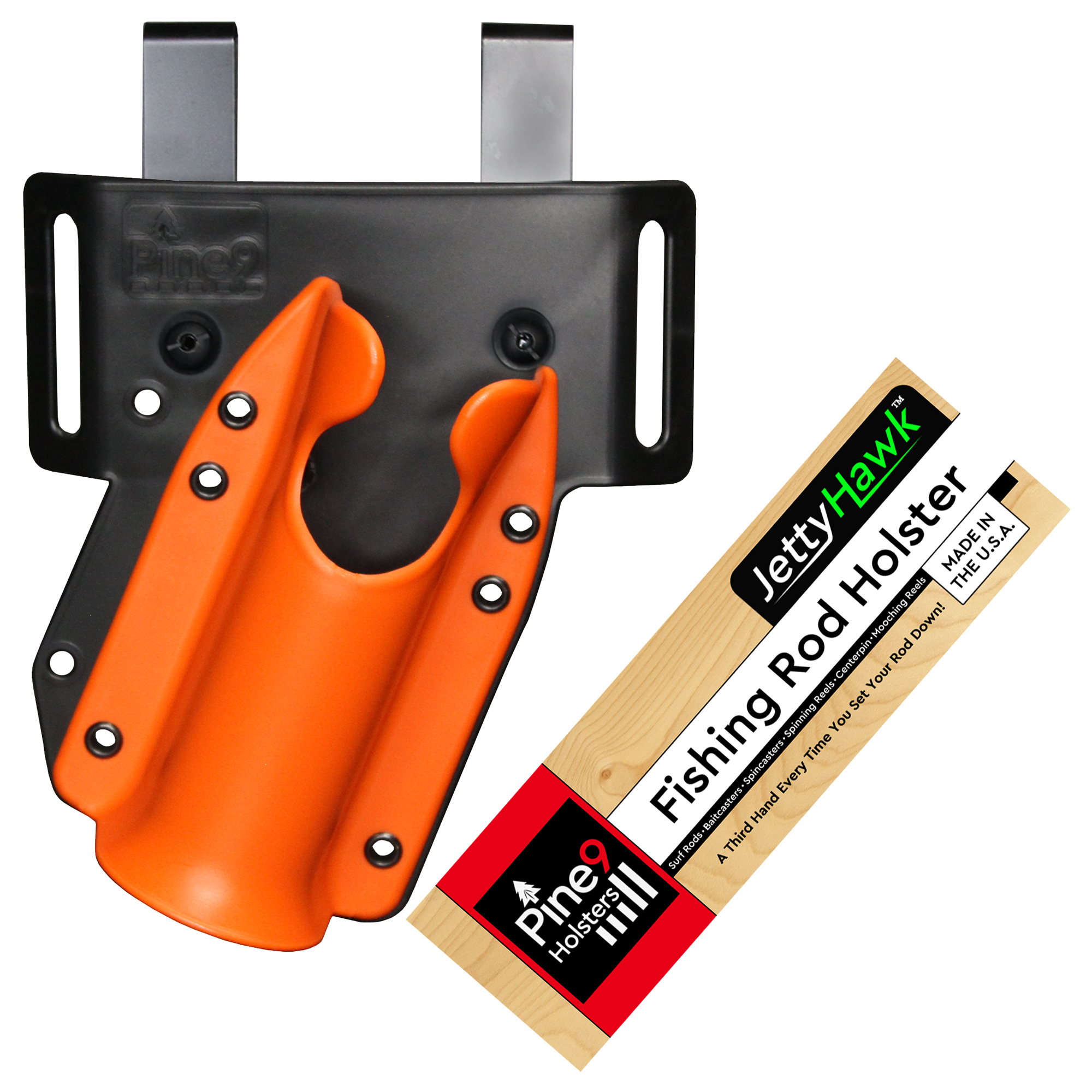 pine 9 JettyHawk fishing rod holster hands free hip rod hip holder orange  product photo