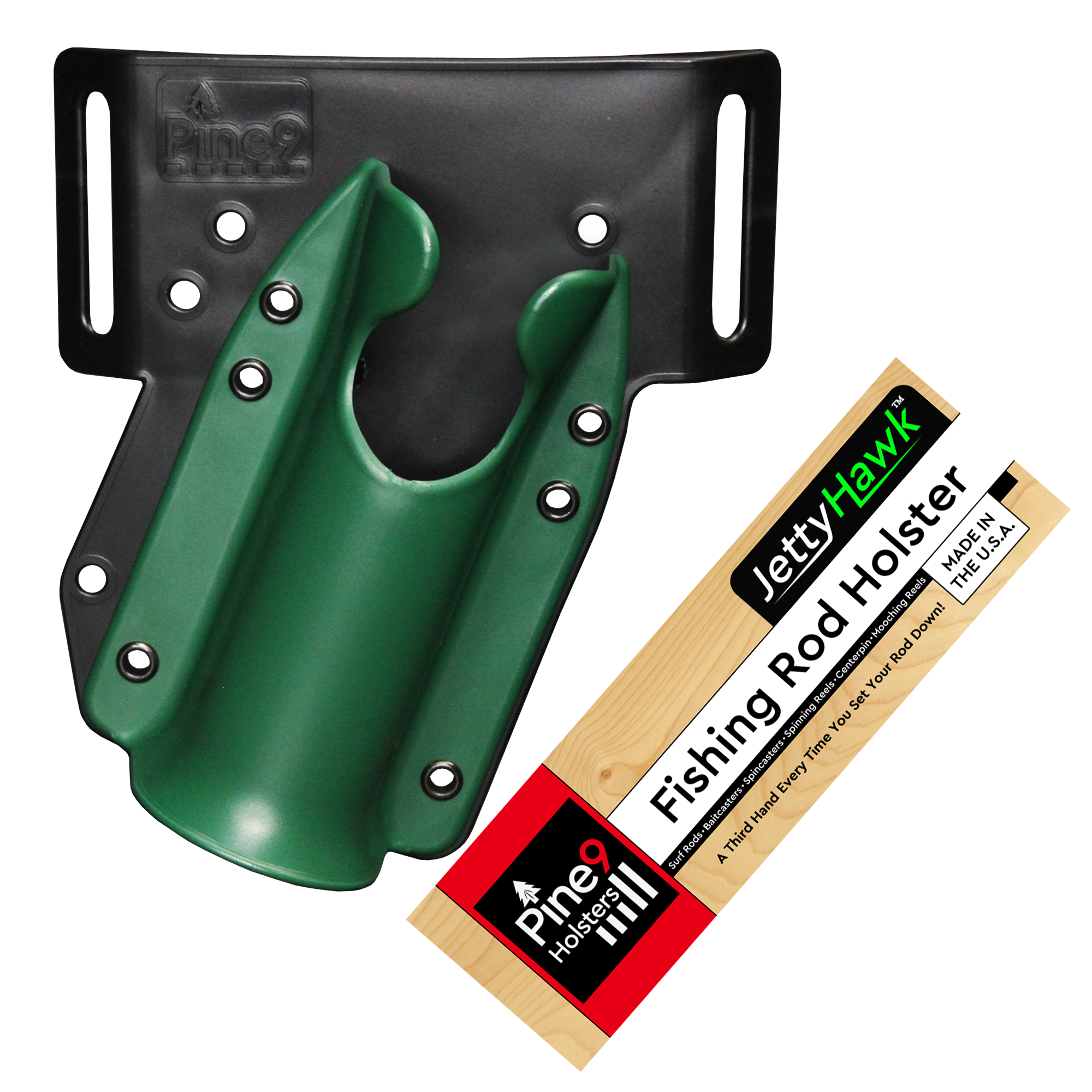 pine 9 JettyHawk fishing rod holster hands free hip rod hip holder infantry green product photo