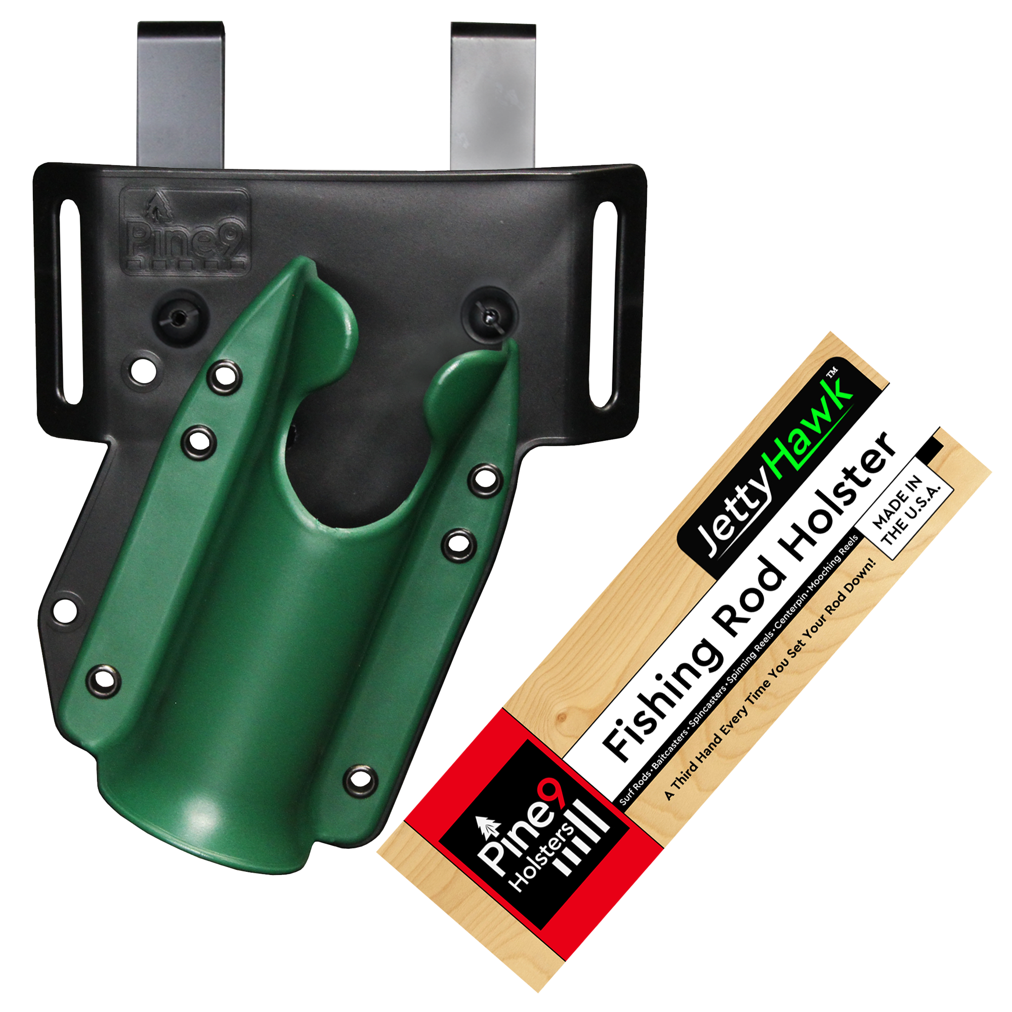 pine 9 JettyHawk fishing rod holster hands free hip rod hip holder infantry green product photo